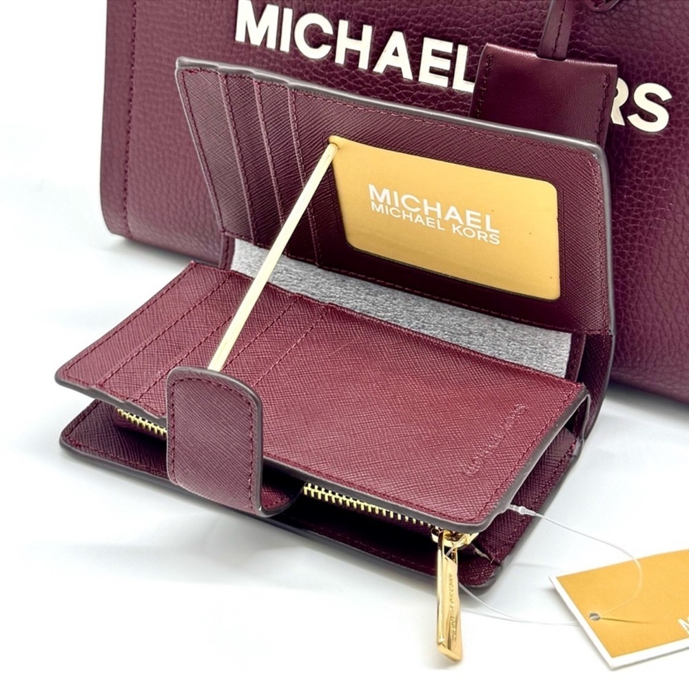 Michael Kors Mirella Small Logo Crossbody Bag & Matching Bifold Wallet Ox Blood - Picture 10 of 12